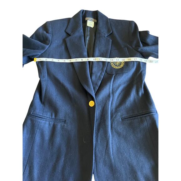 Vintage Herman Geist Size 8 Navy Blue Wool Blazer Preppy Classic - Picture 8 of 10